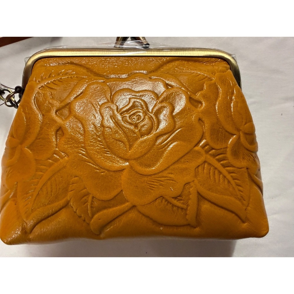 Patricia Nash NWT Borse Tooled Leather Coin Purse YELLOW GOLDENROD NWTS PRETTY! - Picture 3 of 5